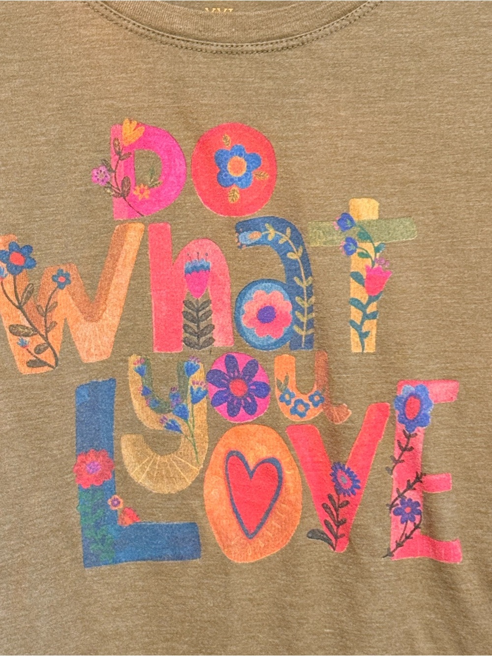 NATURAL LIFE Do What You Love Graphic Tee - Olive with Multicolor Print - Picture 2 of 4